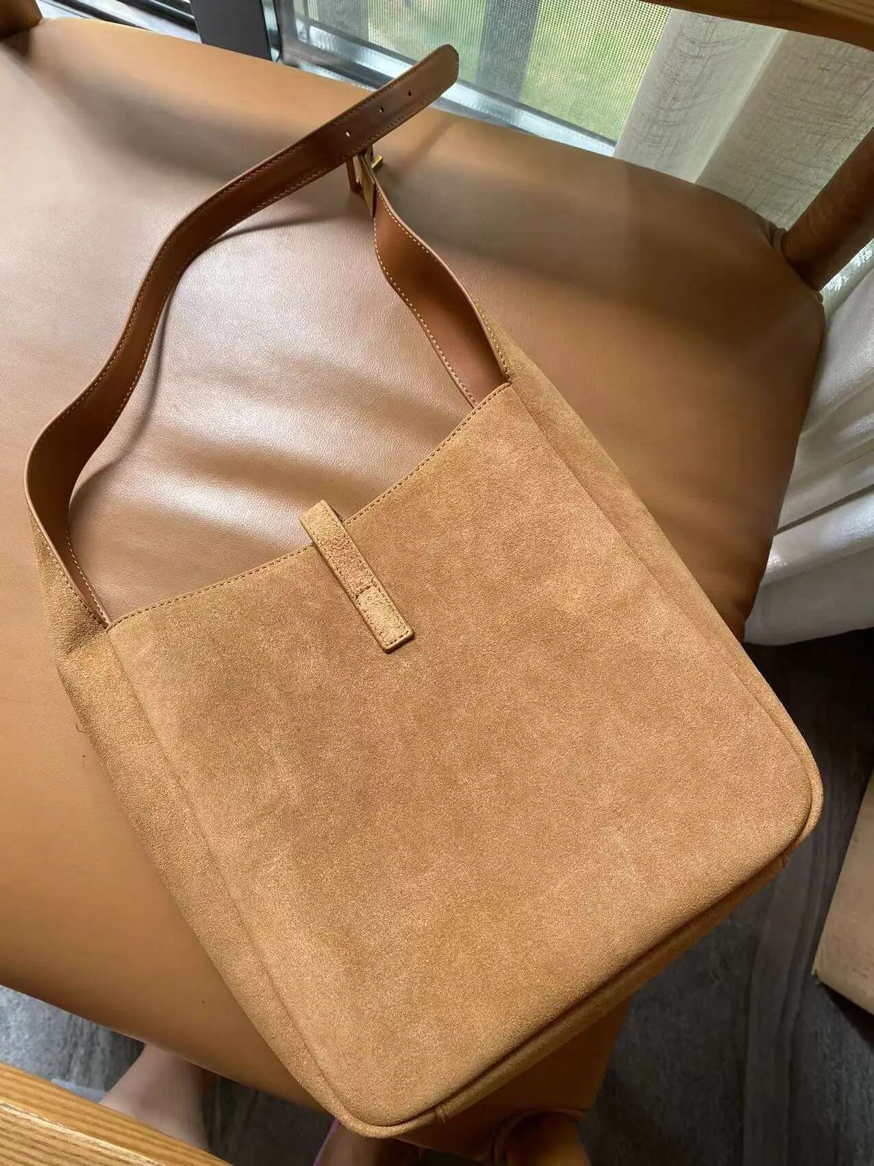 2024 Fall Winter Collections Women's Genuine Suede Leather Fashion Designed Shoulder Bag Lady's Purse Camel Bucket Bolsa