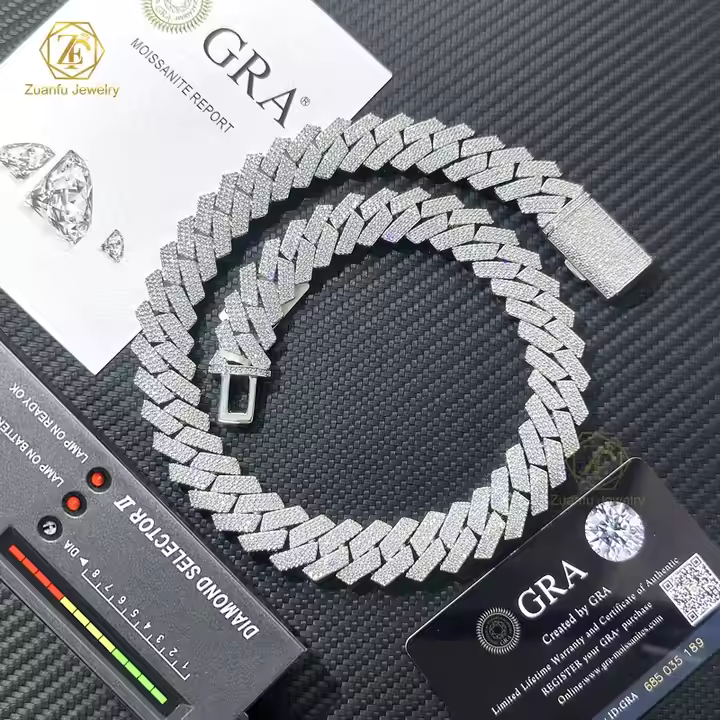 Moissanite bracelet Necklace s Rap hip-hop style Fashion punk full of dias Cuban chain