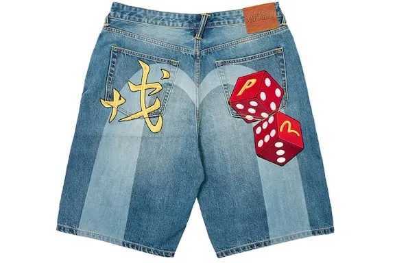 Streetwear Japanese Shorts Y2K Jeans Mens Womens Hip Hop Gothic Graphics Retro Blue Baggy Denim Gym Shorts New Casual ShortsXJ250114