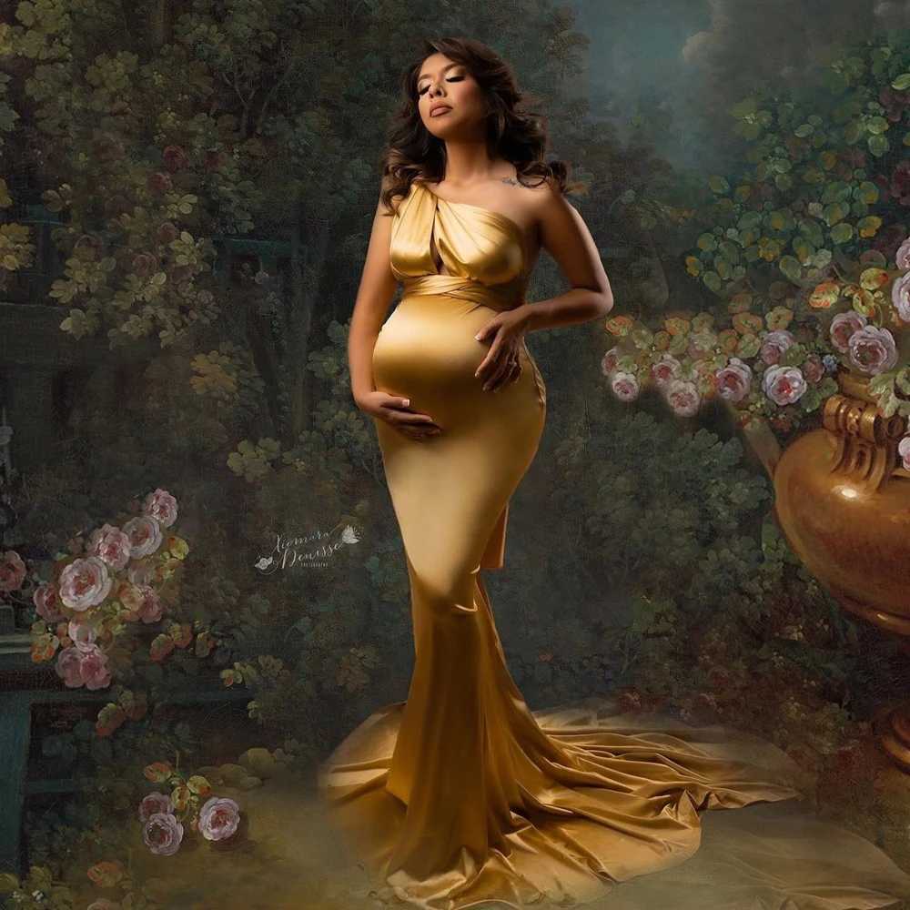 Elastic satin convertible multi way packaging dress baby shower maternity dress evening dress maternity photography dress W250113