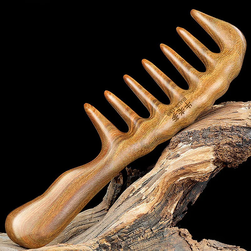 Hair Comb for Curly Wide Tooth Sandalwood No Static Natural Wooden Detangling for Women Massage Brush 250107