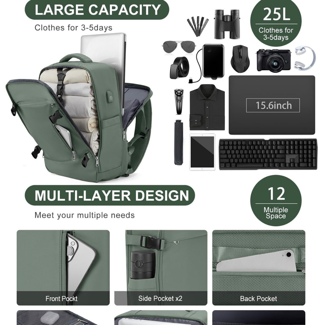 Likros Travel Backpack Cabin Bag Ryanair Flight Portable Expandable Anti theft New Laptop 240913