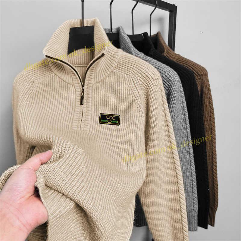 Luxury Designer Men's Sweaters autumn and winter high neck high-end woolen sweater men's trendy base sweater simple knitted sweater long sleeved shirt