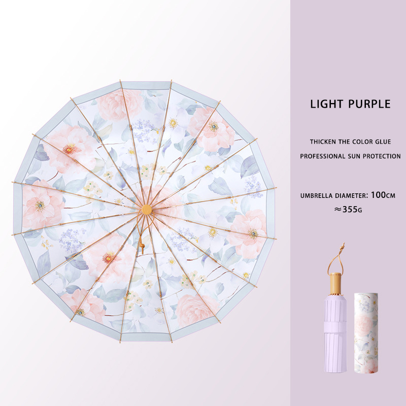 Elegant UV Shielding Parasol for Women - Large Size, Lightweight Folding Design