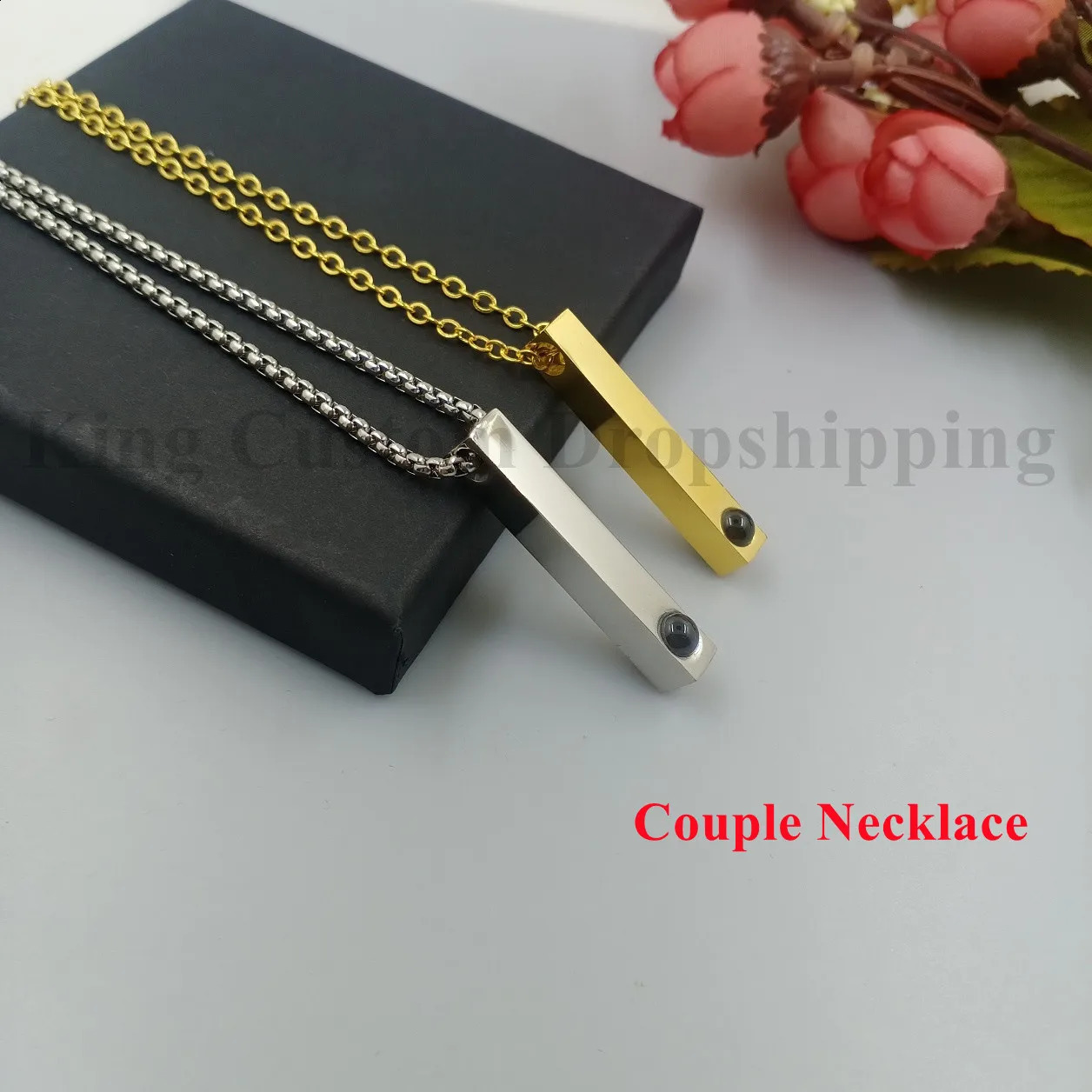 Original Projection Bar Necklace Rectangle Custom Po Pendants for Men and Women Commemorative Gifts Christmas Day 250107