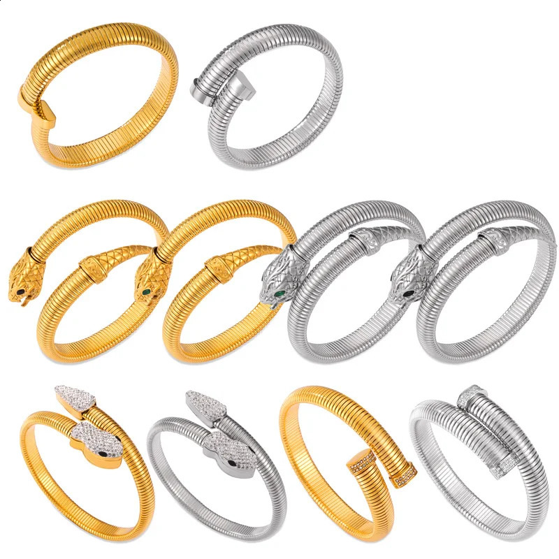 Fashion stainless steel snake bracelet womens retro green eye bracelet jewelry wholesale 250109