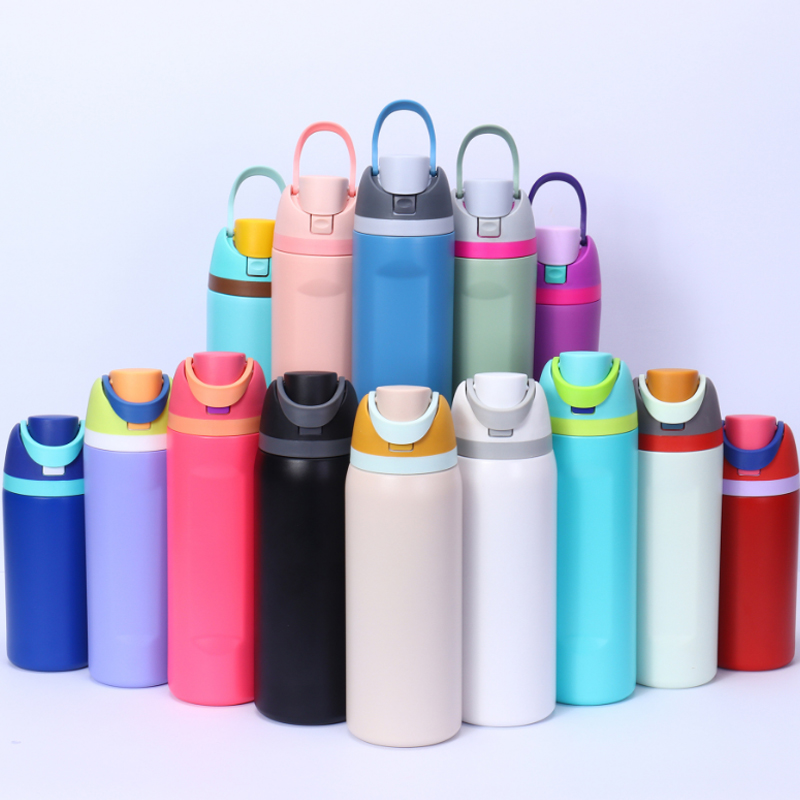 16 oz 19 oz 24 oz 32 oz Insulated Stainless Steel Water Bottle Handheld Fruit Cup With Straw Thermos Cup Vacuum Flasks Car Water Bottle For Sports Tra