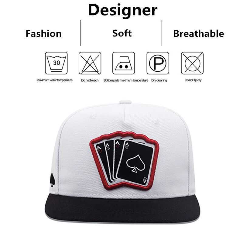 New Fashion Hip Hop Cs Mens and Womens Poker Embroidered Baseball Cs Outdoor Sun Hat Neutral Adjustable Snback Hat W250113