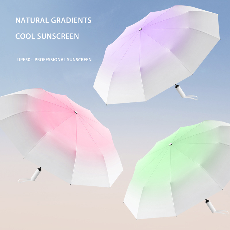 10 Bones Durable Three-Section Folding Umbrella with UV Coating - Perfect for Advertising Campaigns
