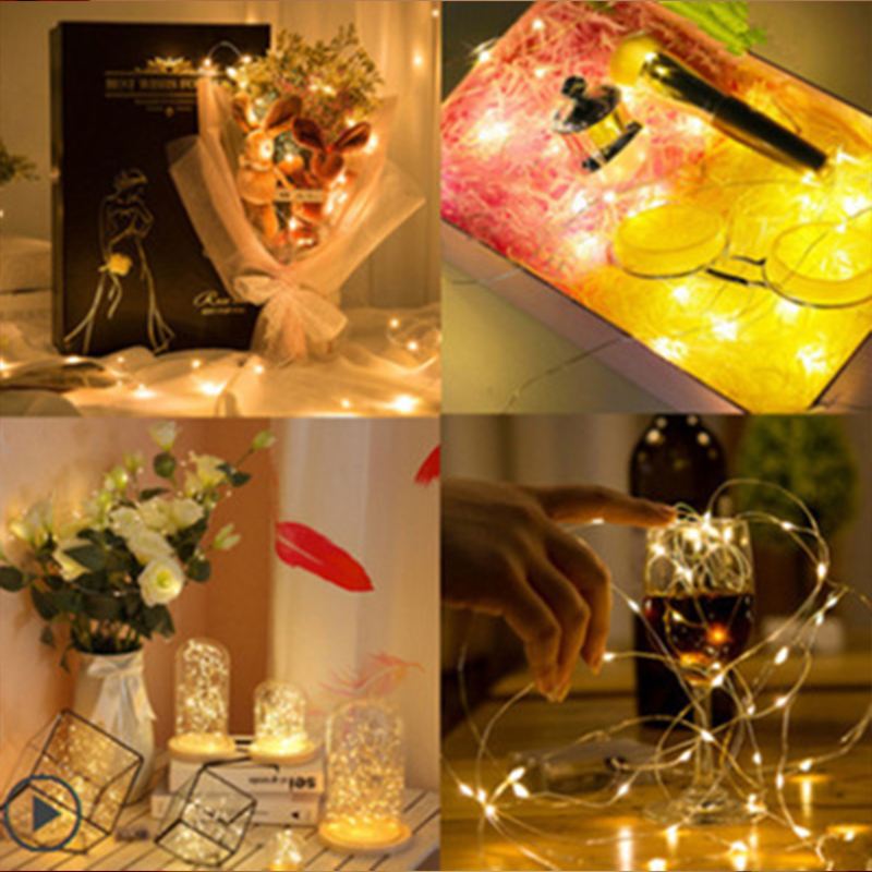 Cr2032 button battery box copper wire lamp string Ins baked firefly LED copper wire Christmas manufacturers