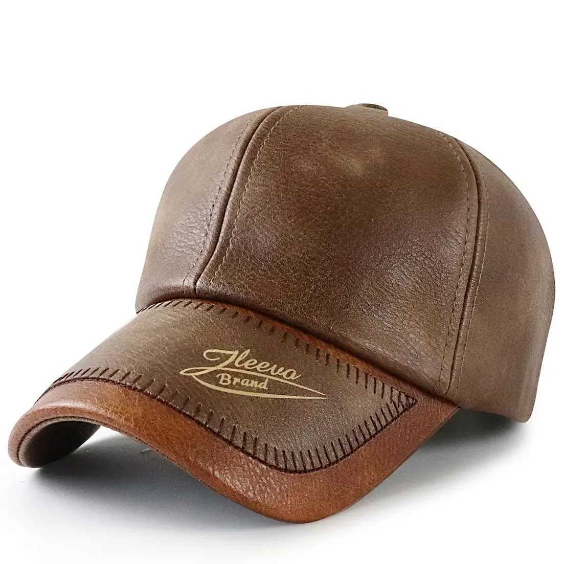 Winter windproof and warm leather baseball C mens outdoor Casaul PU hat mens velvet Snback Cs 56-60cm W250113