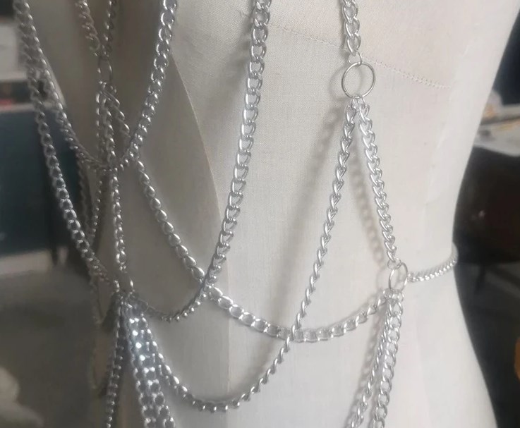 Stage Wear Men Heavy Metal Body Chains Multi Layered Sexy Necklace Chic Fashion Cosplay Party Show Accessories Chest Harness Belt