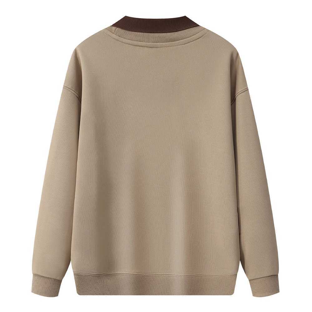 Unisex sweatshirt with collar fashionable color polo hoodie mens sweatshirt patched work mens Sudaderas Hombre hoodie W250113