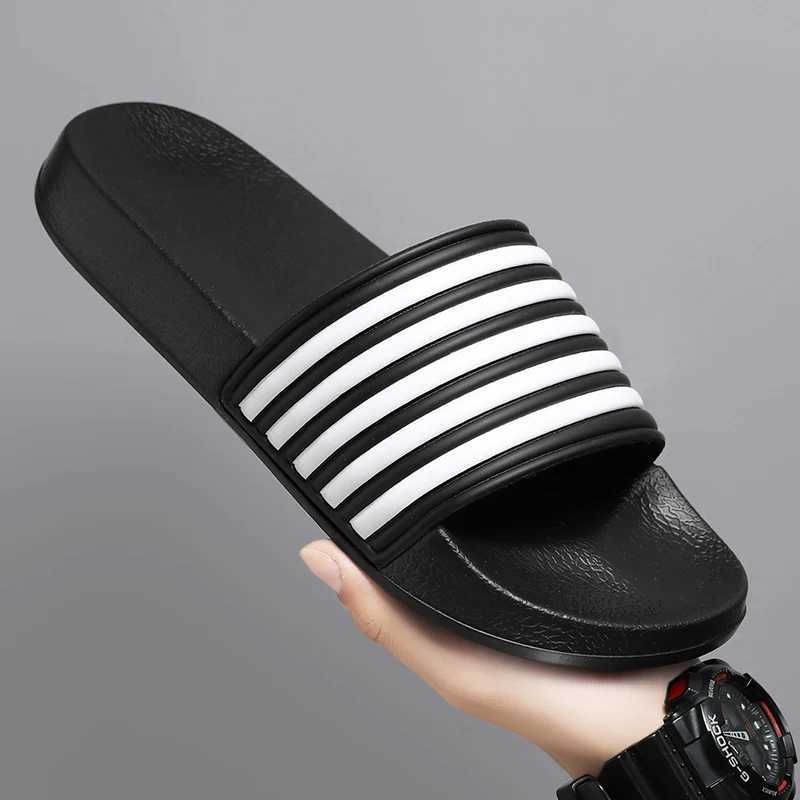 Summer Men Indoor Home Slippers Male Soft Comfortable Bath Slipper Mens EVA Flat Thick Platform Outdoor Stripe Beach Sandals Z250614