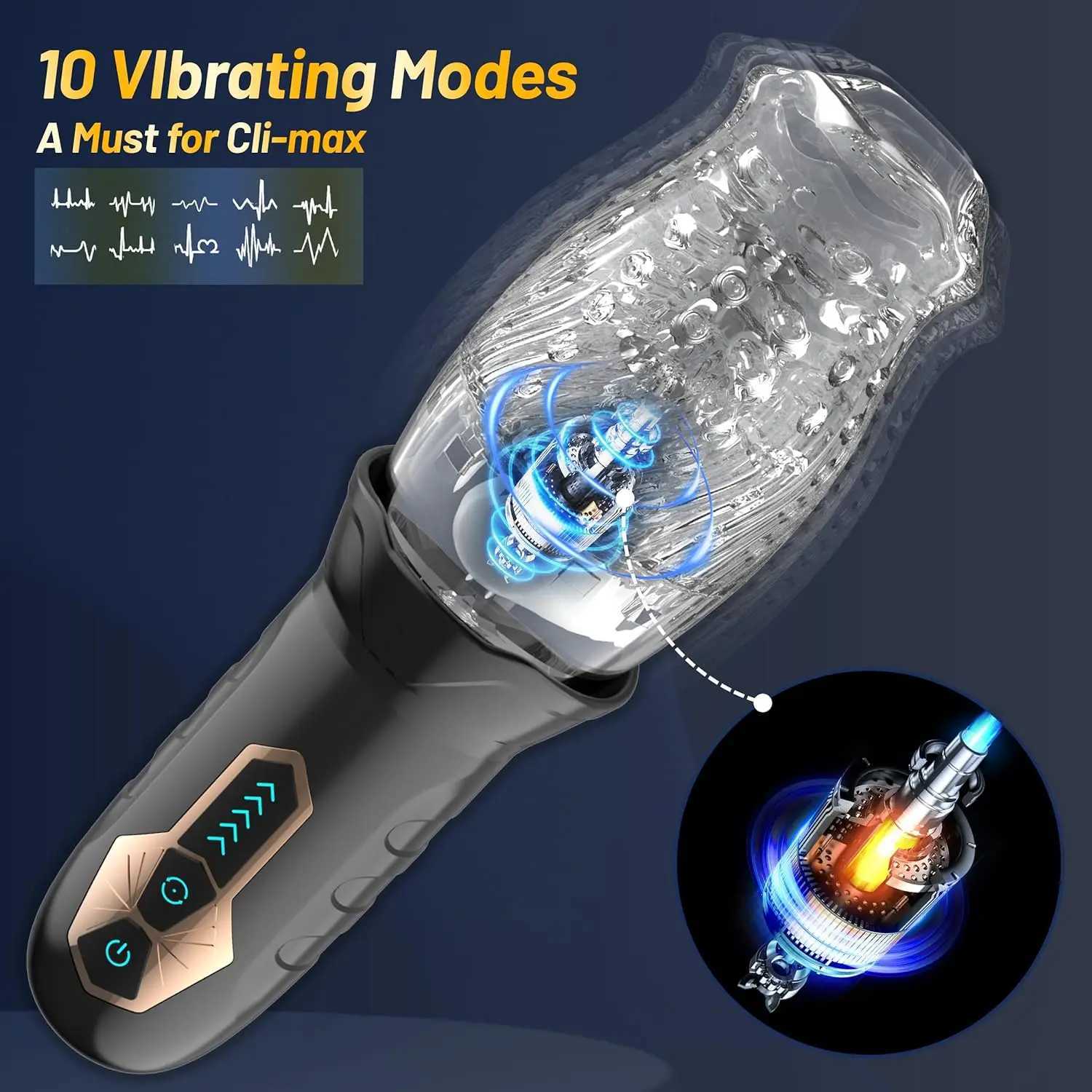 Male Automatic Masturbator Cup Vagina Masturbation 5 Rotating 10 Vibrator Penis Blowjob Pussy Stimulator Adult Sex Toys for MenW250114