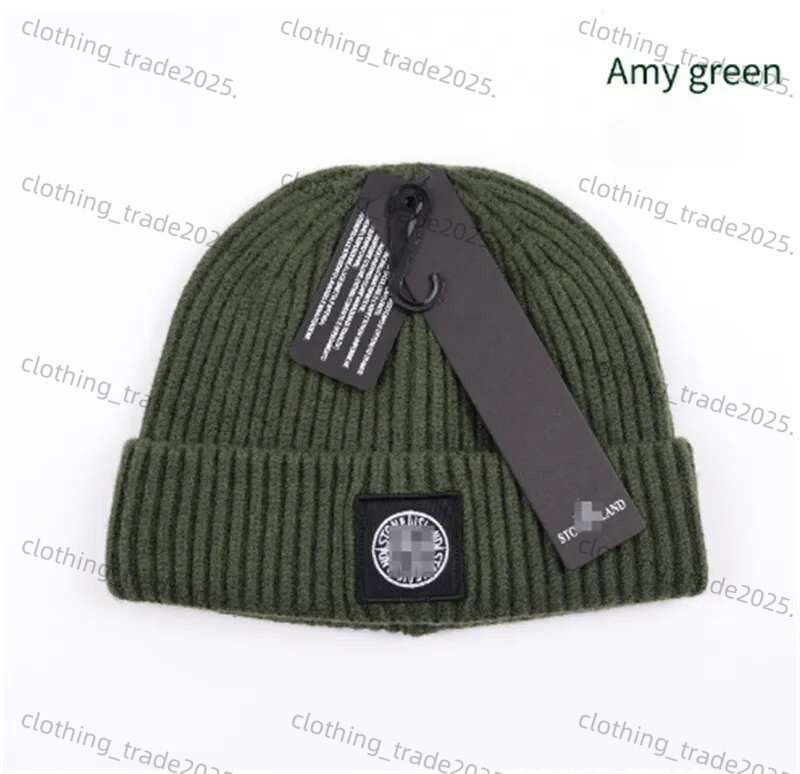 2025 stone Caps fashion beanie hat wool hats classic embroidery patch luxury brand knitted hat autumn winter thick warm pull stone hat unisex outdoor cold-proof 25c