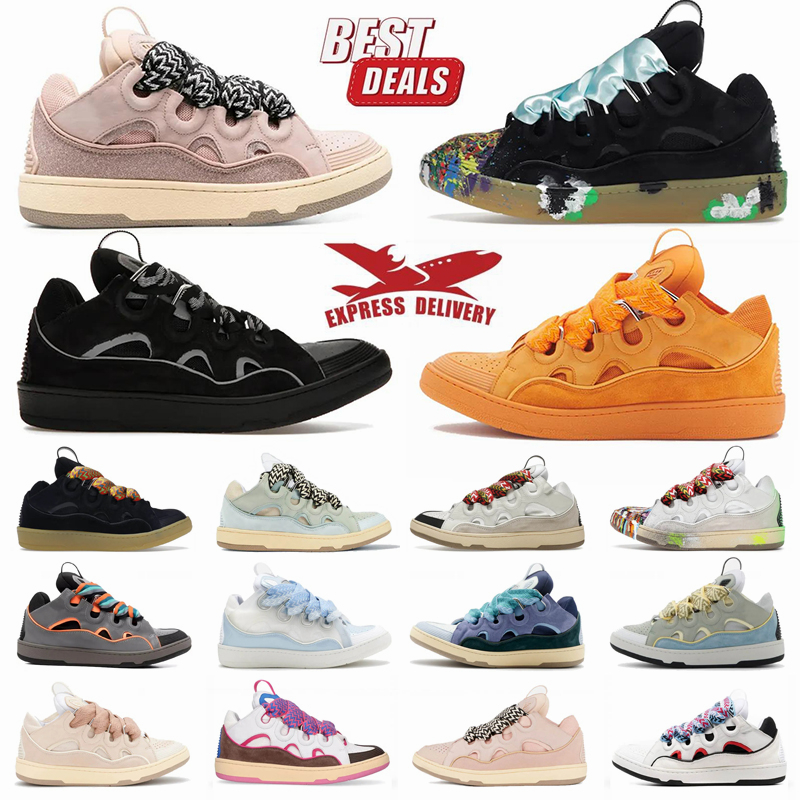 box with lavinshoes designer brand top quality men women flat leather curb sneakers embossed stripe stretch Low luxurys mens flat bottoms rubber loafers shoes