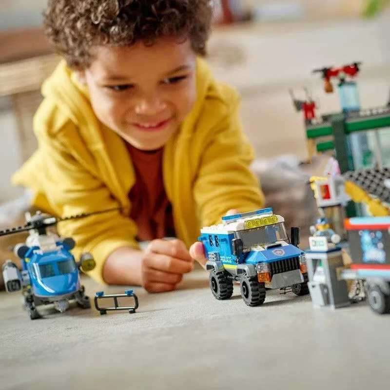 City Police Series Police Bank Chase Police Station Helicopter Truck Boy Building Block Toys Childrens Educational Toys X250114
