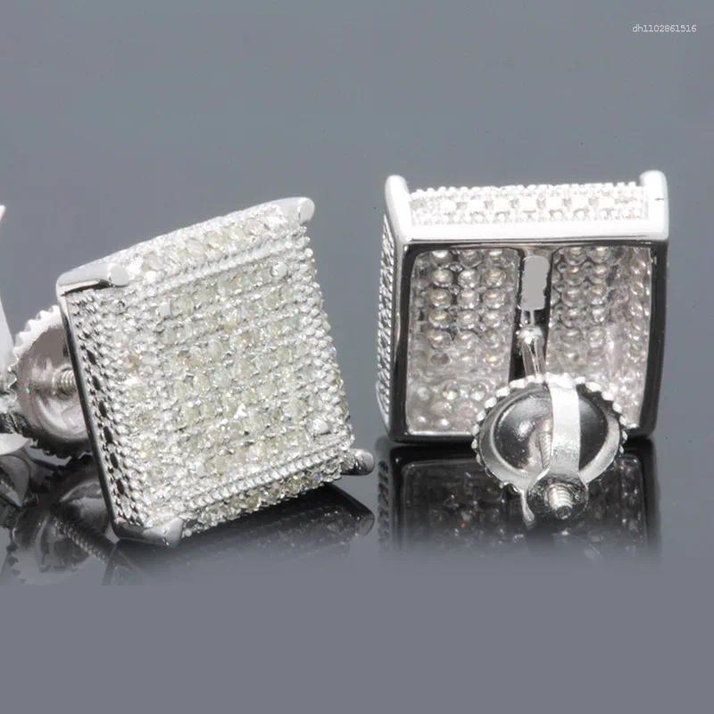 Stud Earrings Rock Hip Hop Iced Out For Women Men Male Ice Studded Zircon Silver Color Piercing Ear Accessories Trend Jewelry