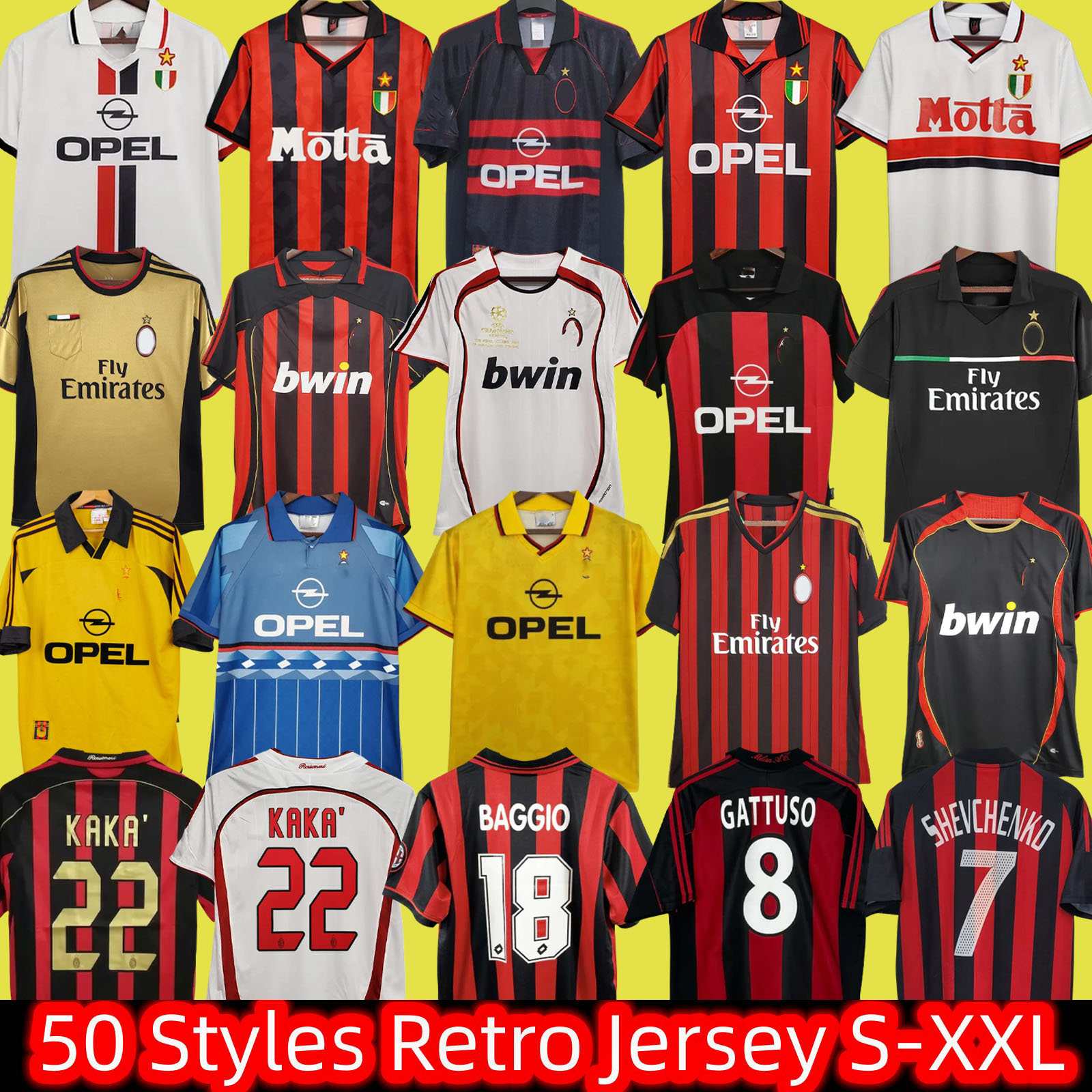 90 91 Retro shirts SOCCER JERSEYS 95 96 97 Gullit 01 02 03 12 14 15 Maldini Van Basten football KAKA Inzaghi 06 07 PIRLO SHEVCHENKO BAGGIO JERSEY