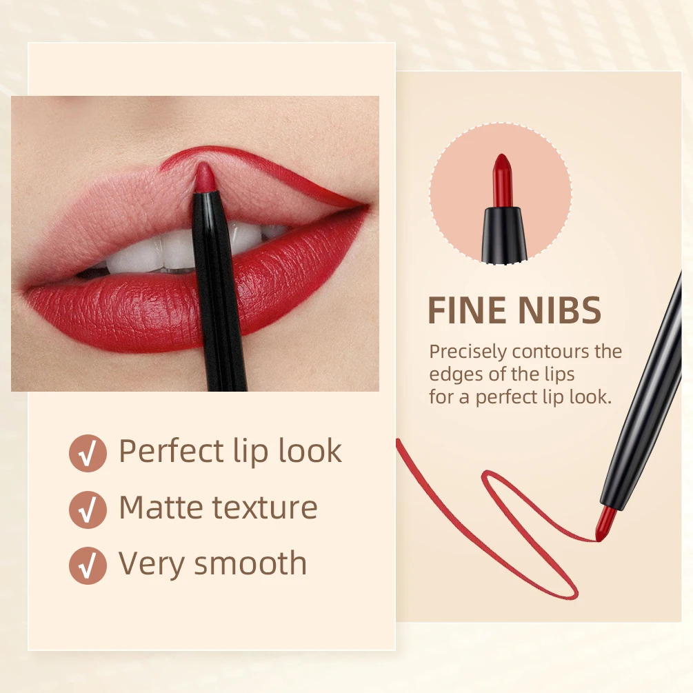 12pcs Lip Liner Pencil Set Matte Nude Contour Lipliner Pencil Lipstick Waterproof Long Lasting Lipstick Pen Lip Tint Cosmetics 250108