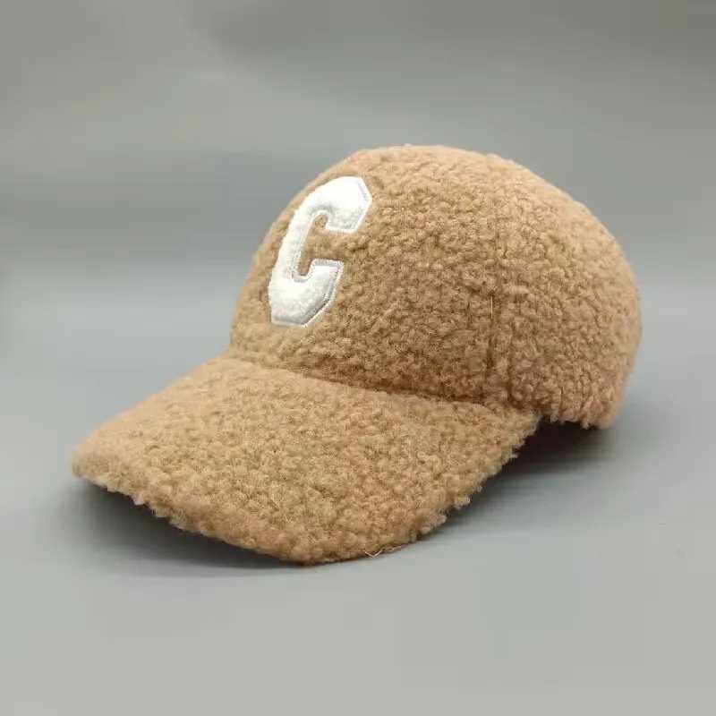 Cashmere solid color duckbill C letter embroidered baseball C womens winter travel outdoor warm and thick chest W250113