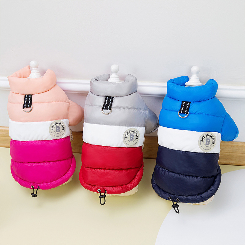 Cross-border wholesale winter pet clip outdoor warm thick dog coat multi-color optional two-legged cotton-padded jacket discount sale 2025