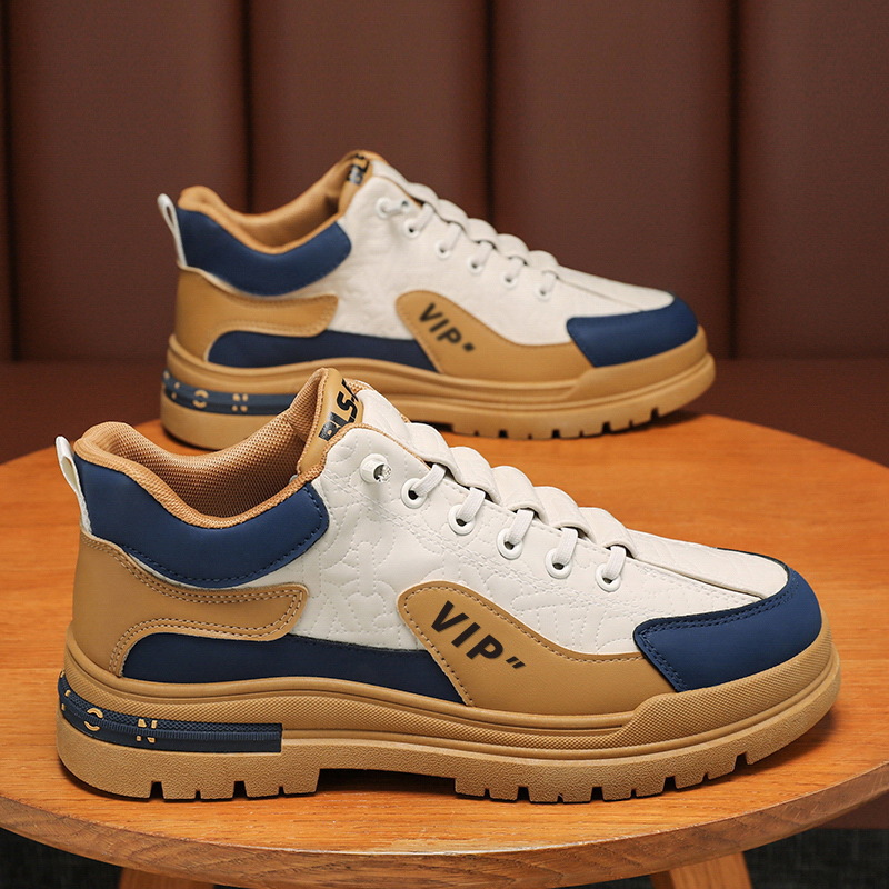 Men Casual Shoes Breathable PU Leather Platform Sneakers Summer Thick Bottom Low Top Training Sneakers