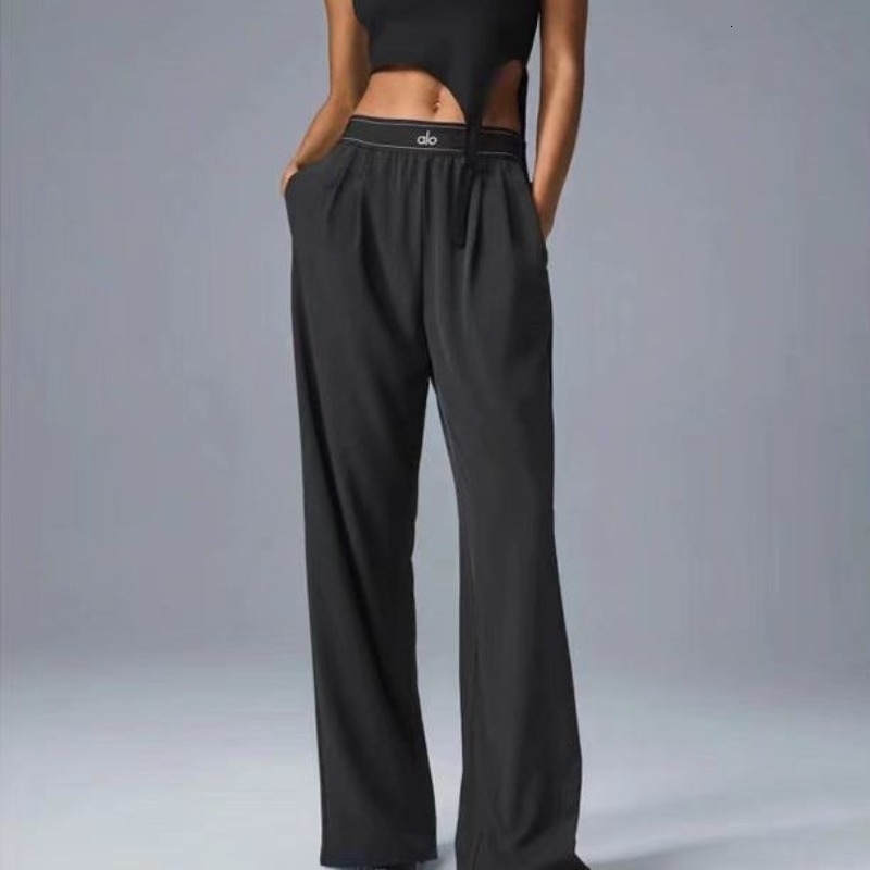 2024 Casual Loose Straight-leg Pants Womens High Waist Versatile Fashion Solid Color Simple High-quality Trousers 250114bj