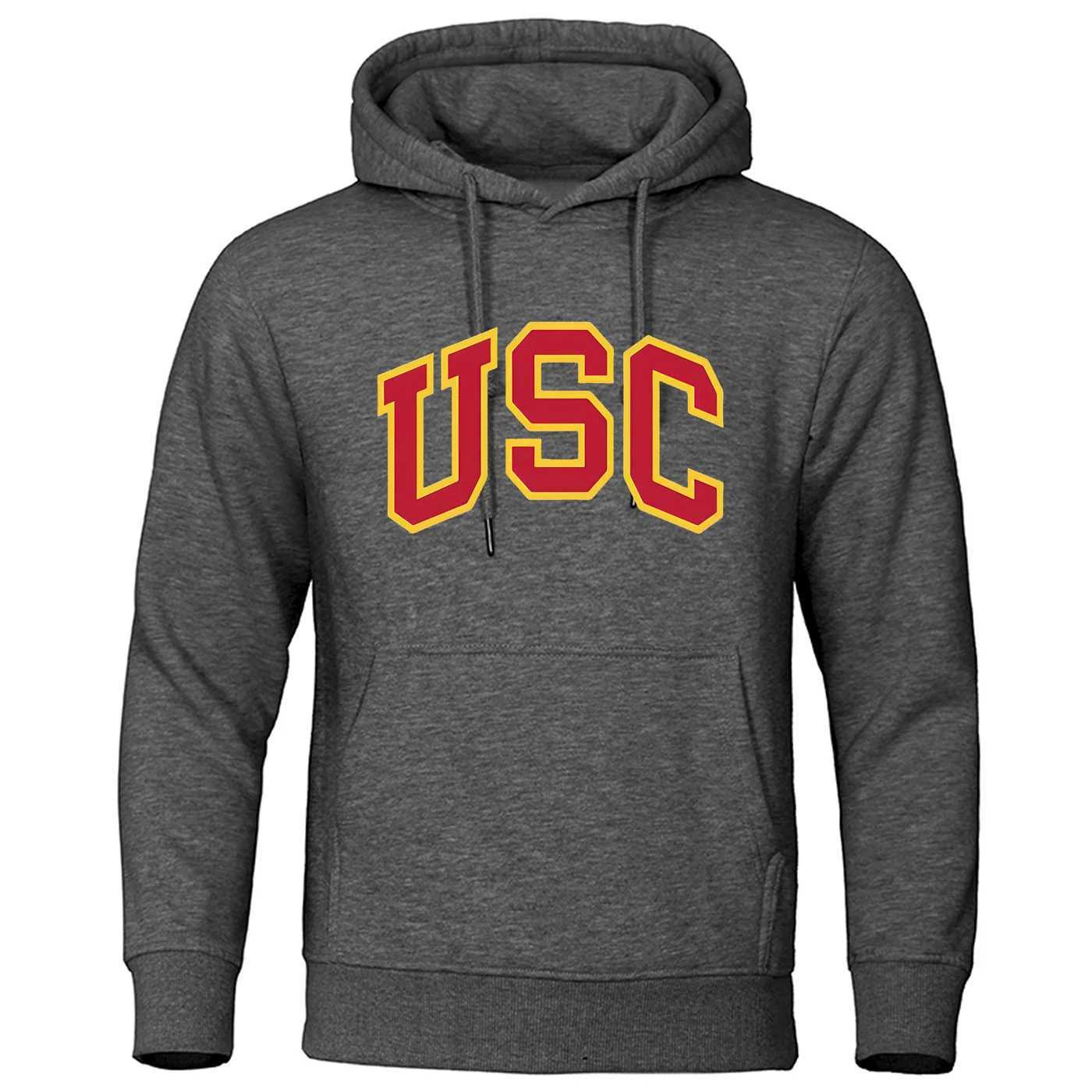 Men's Hoodies Sweatshirts Newly popular loose retro mens hoodie autumn and winter casual mens sleeping hoodie with letters USC printed J250111