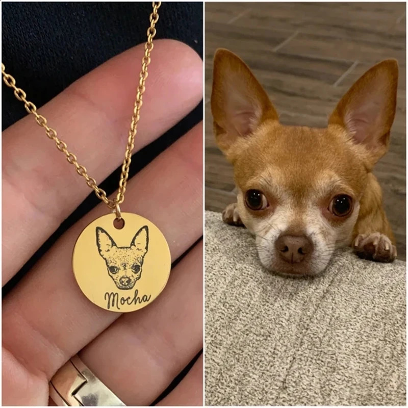 Personalized Pet Po Disc Necklace For Women Tiny Cat dog Name Pendant Necklaces Custom Animal 316L Stainless Steel Jewelry 250107