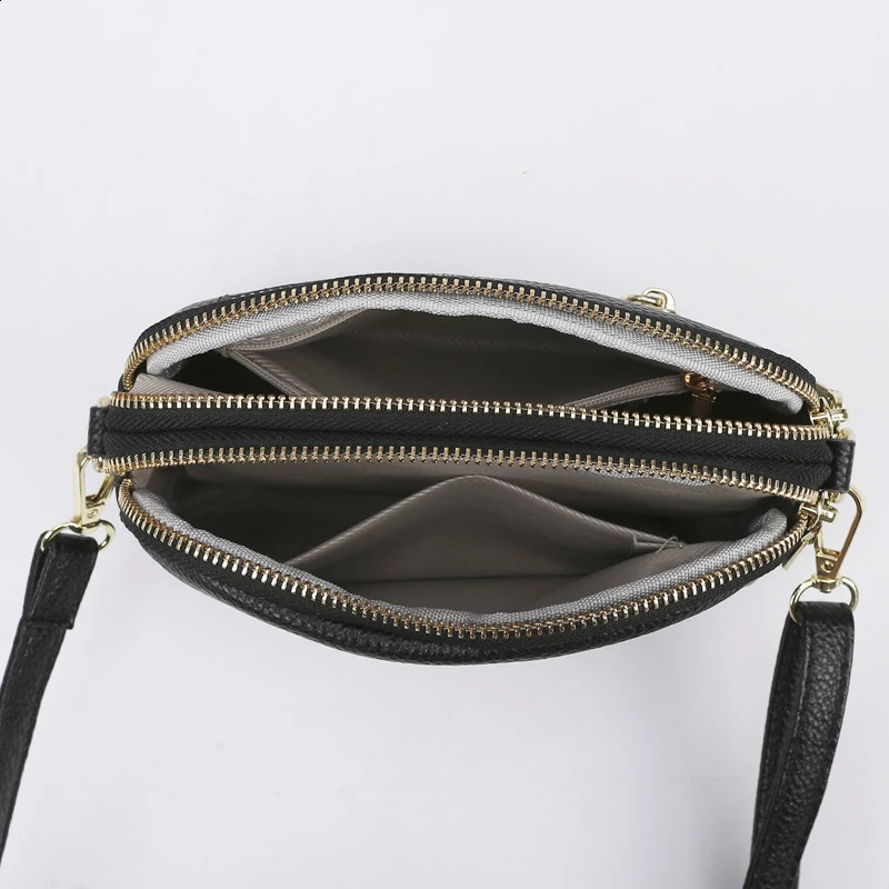 2024 Solid Color Simple Womens Shoulder Bag Genuine Leather Women Crossbody Bags Fashion er Female Wallet Sac 250106