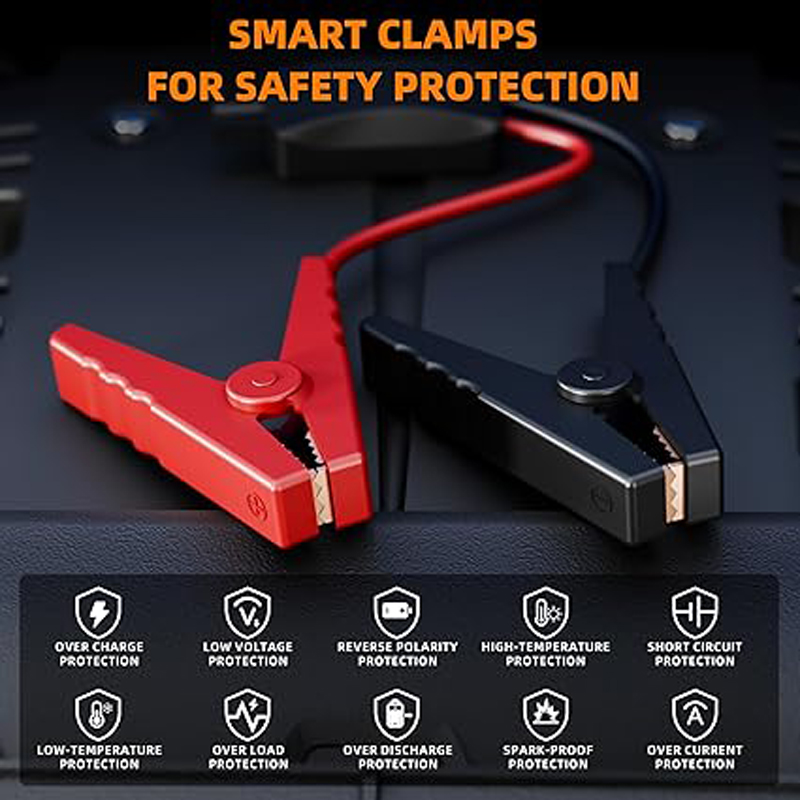 Portable car battery jump starter, 4000A 12V with air compressor and 150PSI tire inflator, car battery pack jump box tire pump with LCD display screen