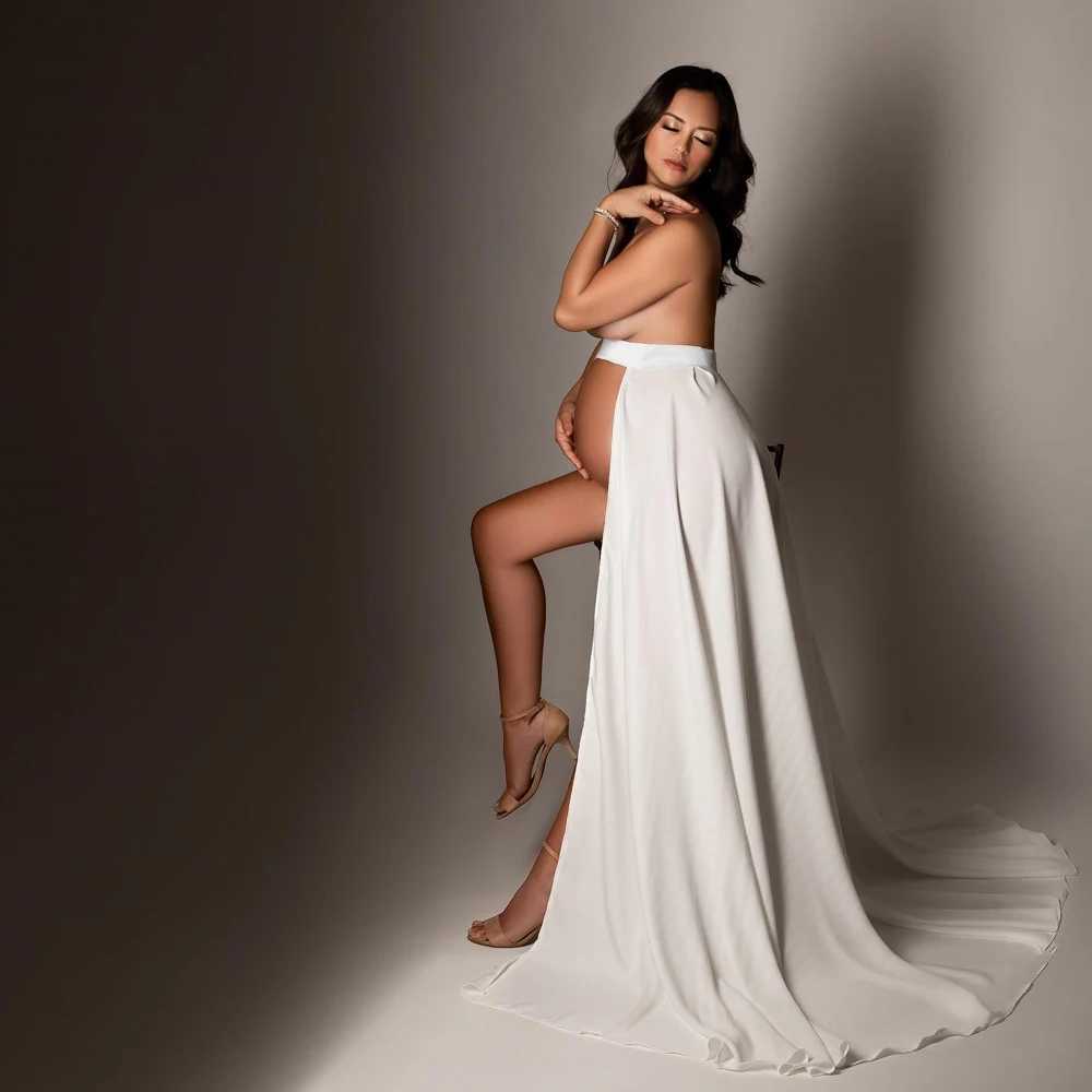 Materni Photography Props Dress Elegant Satin Lace Top Tight Bubble Sleeves Photosoot Dress Womens Props Clothing W250113