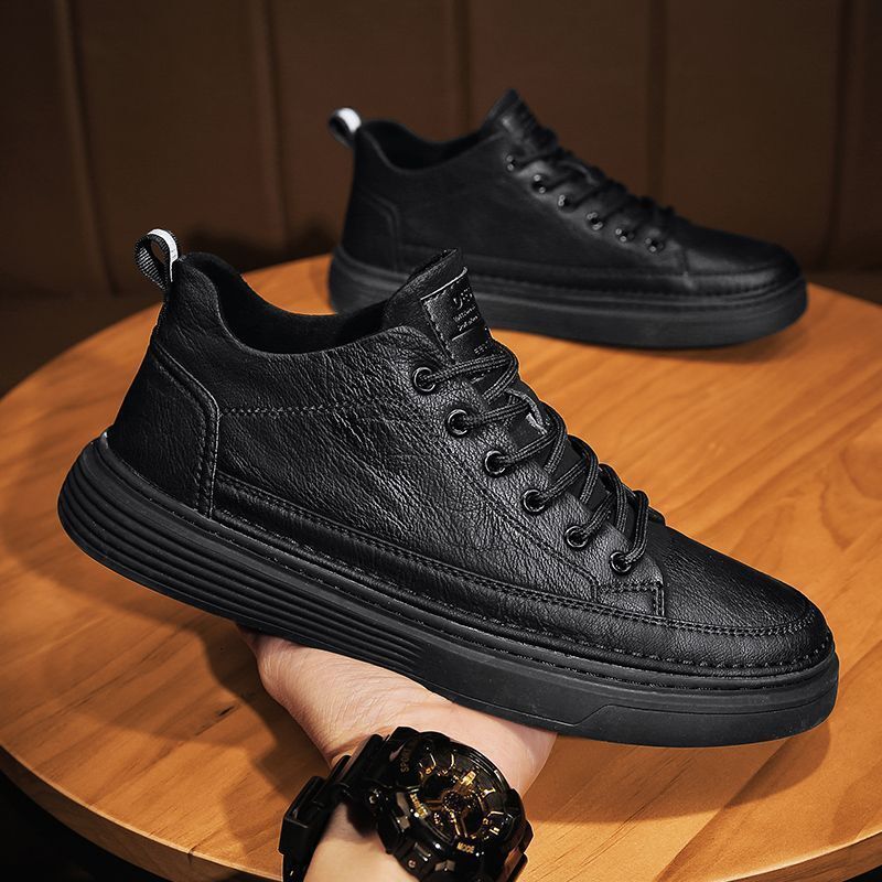 Men's Autumn Casual Leather Kitchen Chef Waterproof Flat Non Slip Wear Resistant Work Labor Insurance Trendy Shoes