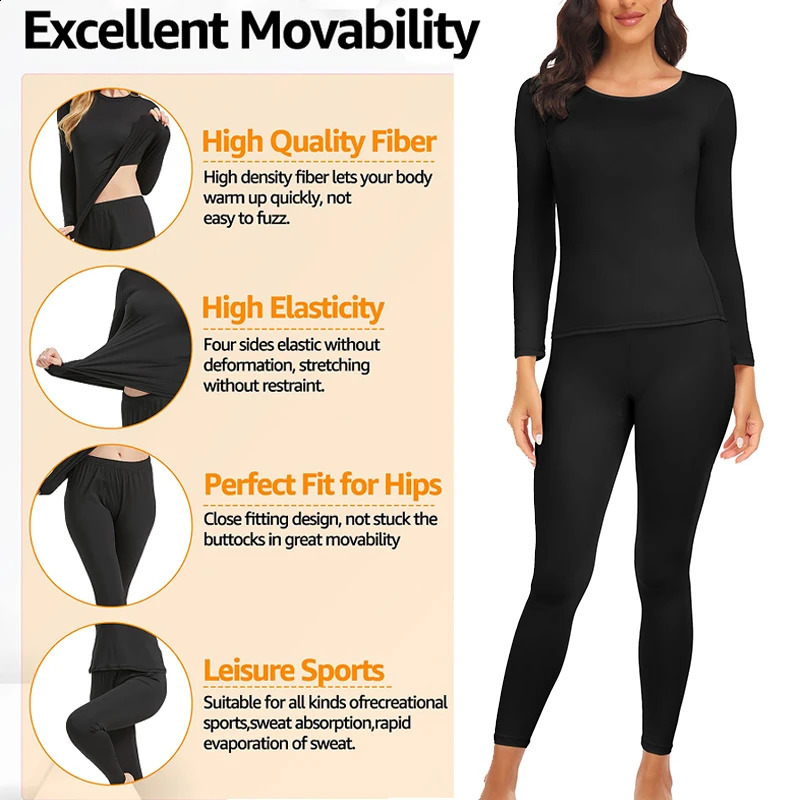 Thermal Underwear for Women Long Johns Base Layer Cold Weather Top Bottom Womens Set 250102