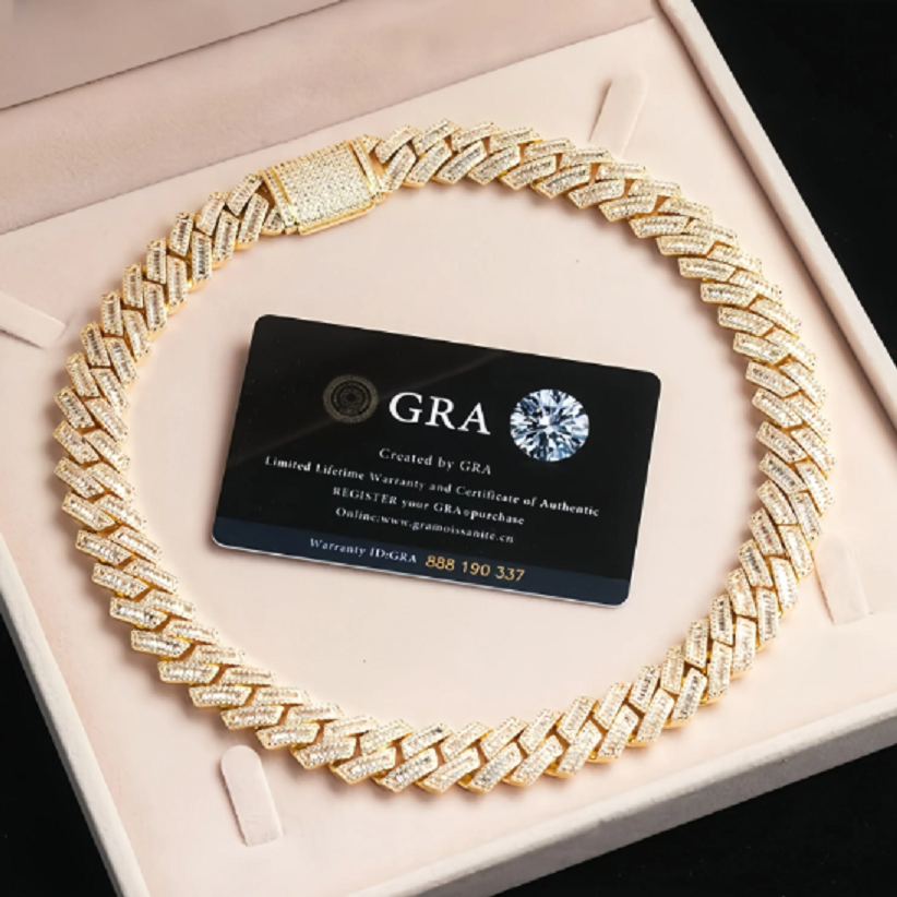 OACOCA Moissanite Cuban necklace Pendant Vvs Moissanite Diamond Iced Out Pass Diamond Test Hip Hop Chains for Men Jewelery