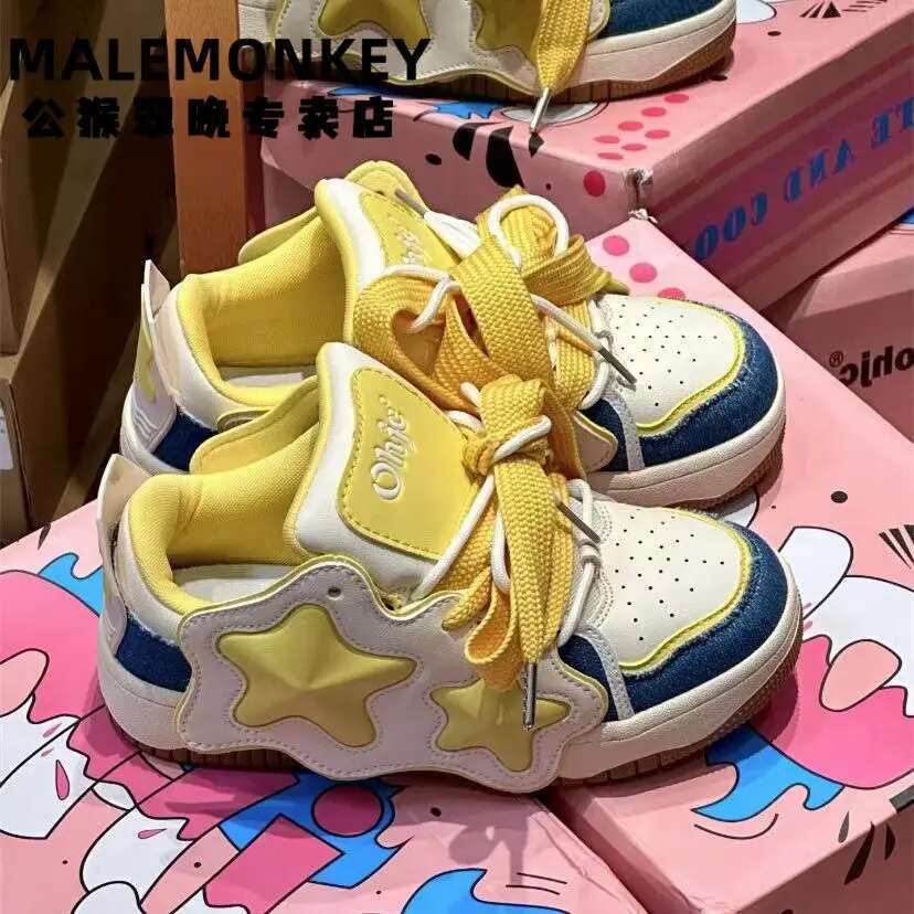 Women's Original Design Blue and Yellow X Bread 2023 Autumn Niche Casual Versatile Sneakers Shoes