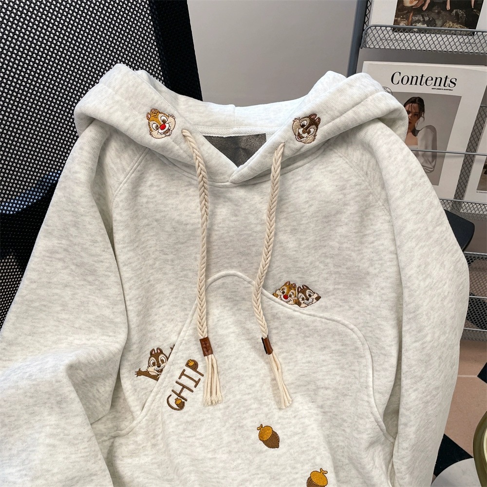 2025S designer embroidered hooded for women in autumn winter with plush and lazy style sweatshirt top
