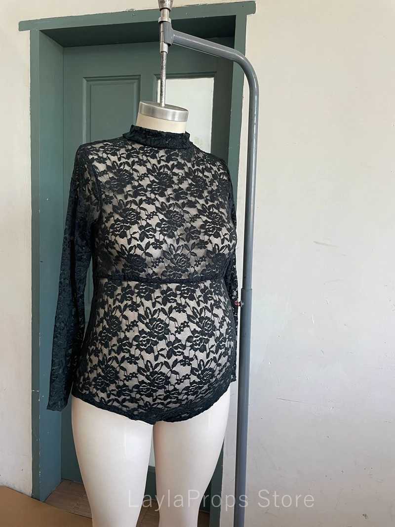 Lace maternity photography prop jumpsuit stretch pregnancy photo shoot for boys or girls Par tight fitting long sleeved W250113