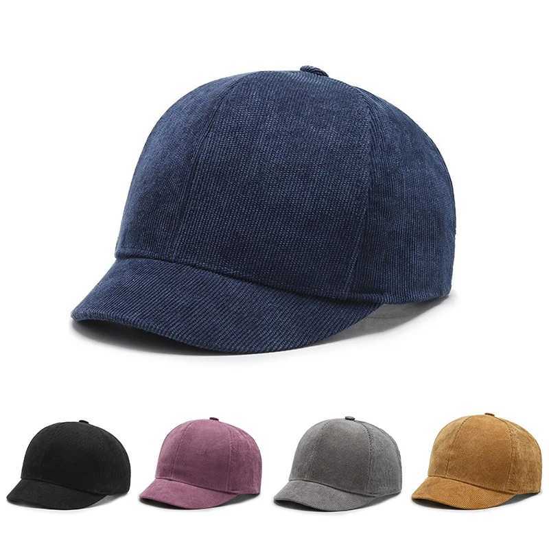 2024 New Corduroy Solid Color Short Brim Baseball C Korean Edition Womens Fashion Simple Daily Sun Hat W250113