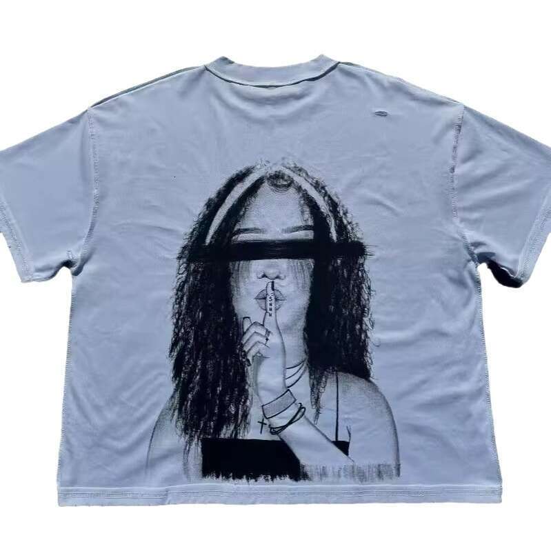 Cotton American style dark classic pattern short T trend creative design sense summer top