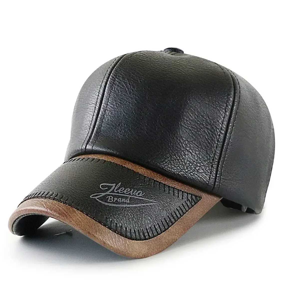 Winter windproof and warm leather baseball C mens outdoor Casaul PU hat mens velvet Snback Cs 56-60cm W250113