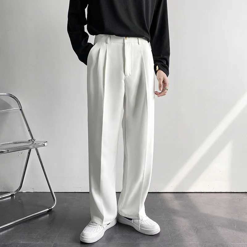 Spring Summer New Men Straight Casual Pants Korean Loose Suit Trousers Baggy White Elegant Pant Male Strtwear Y2k Men Clothing X250113
