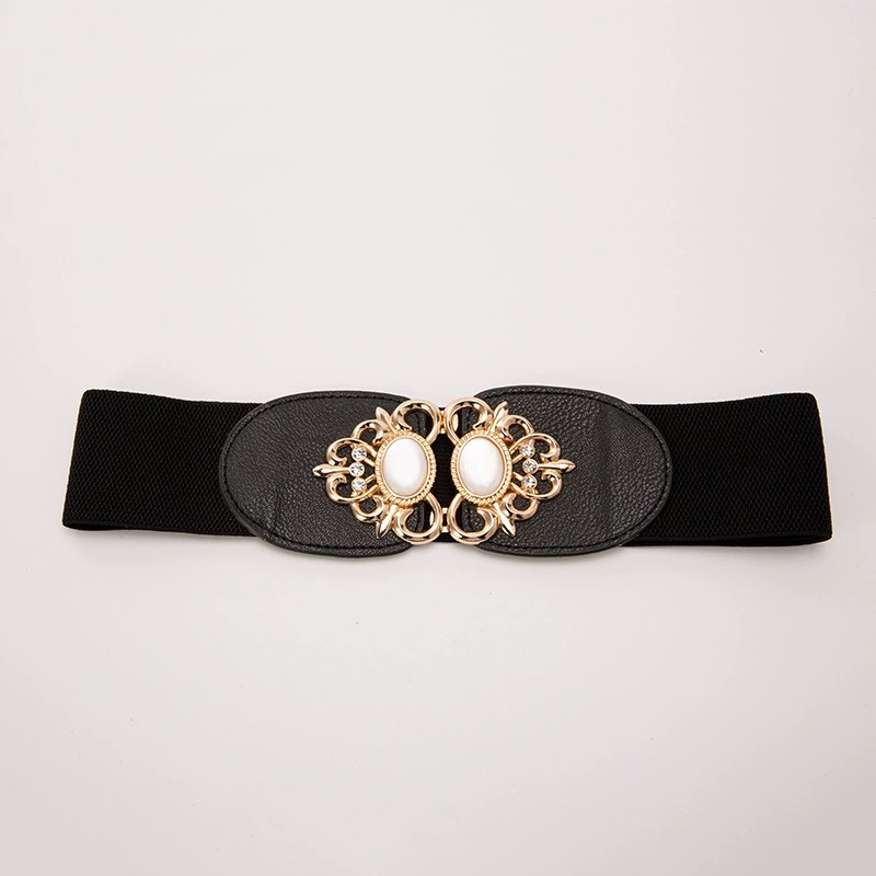 Korean version of the elastic waistband ladies elastic wide waist seal with skirt decorative belt temperament Slim thin girdle