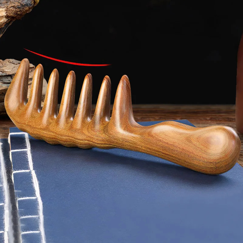 Hair Comb for Curly Wide Tooth Sandalwood No Static Natural Wooden Detangling for Women Massage Brush 250107