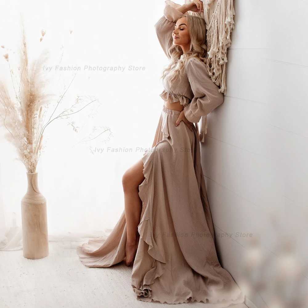Bohemian maternity dress cotton two-piece set baby shower photo Bohemian chiffon womens photography dress W250113
