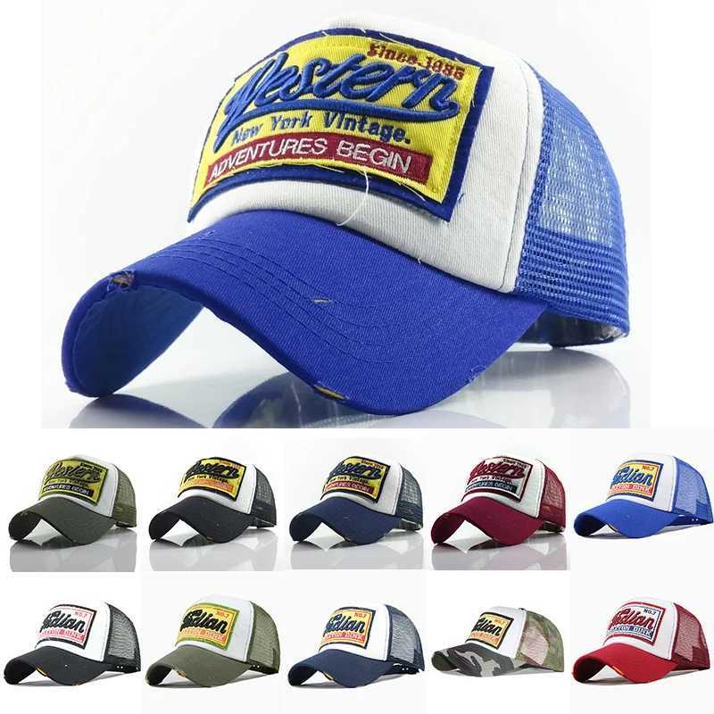 Western New York Vintage Trucker Hats for Men 1985 Breathable Mesh Embroidered Baseball Cs Snback Summer Dad Hat W250113