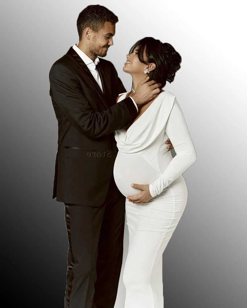 Pregnant womens fashionable and sexy V-neck half sleeved tight fitting dress - single shoulder solid color sliding design W250113