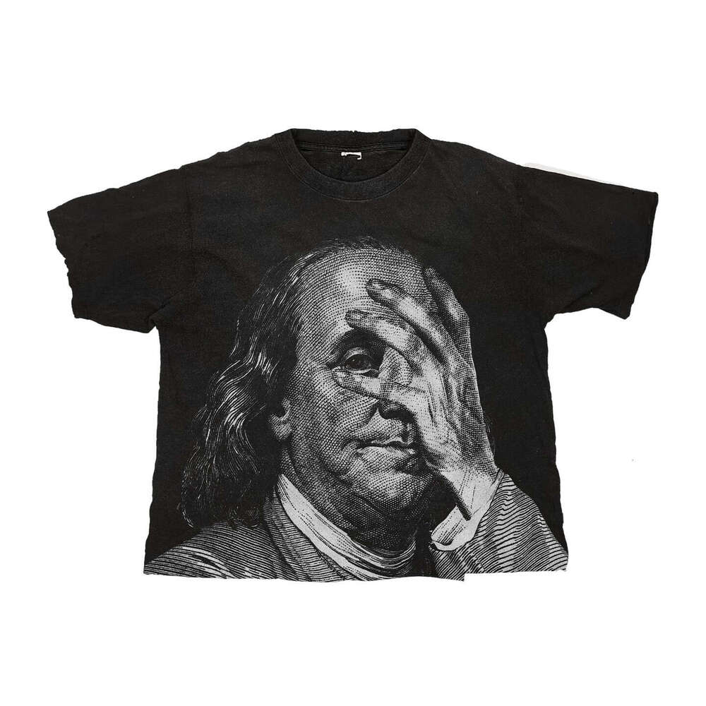 American Classic Short T Trendy Creative Design Sense Summer Black Printed Cotton Top